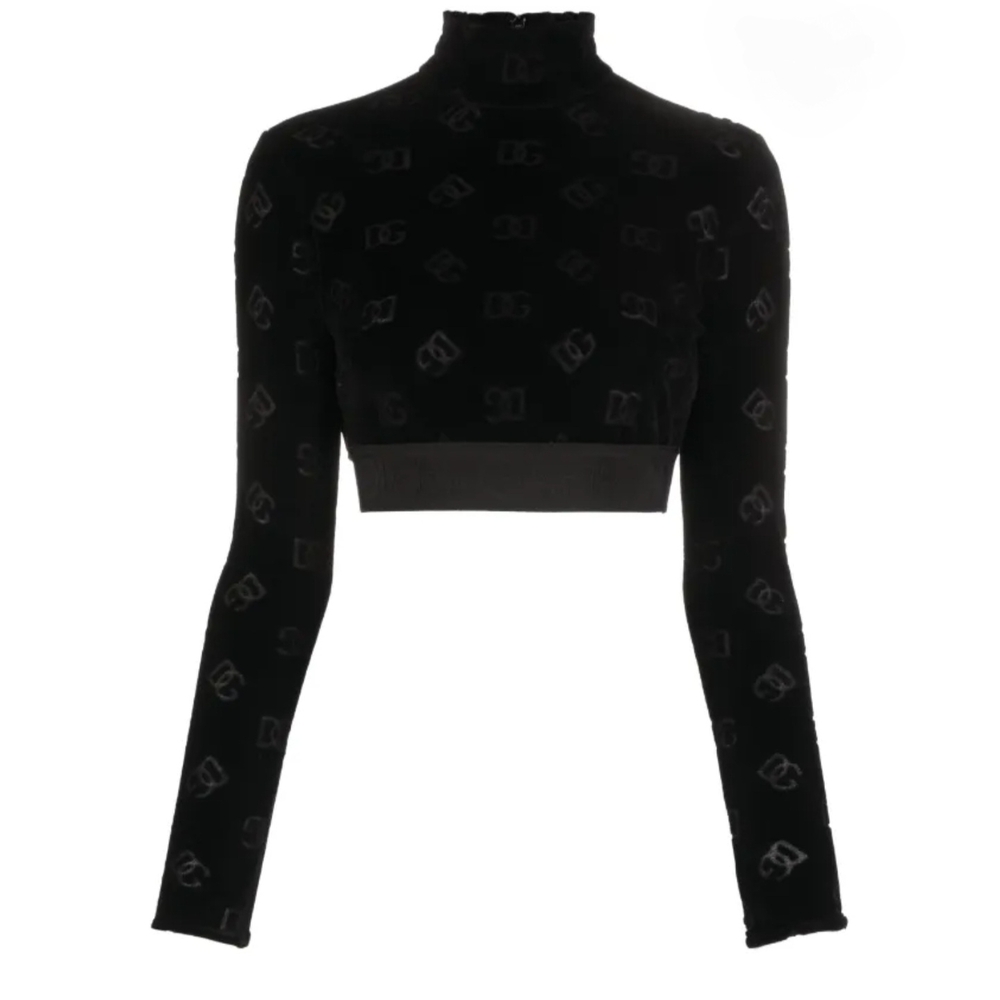 Dolce & Gabbana debossed-logo pattern cropped top